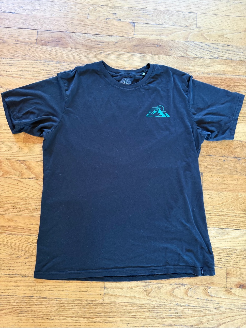 Prana Black Graphic T-Shirt - Teal Mountain Logo